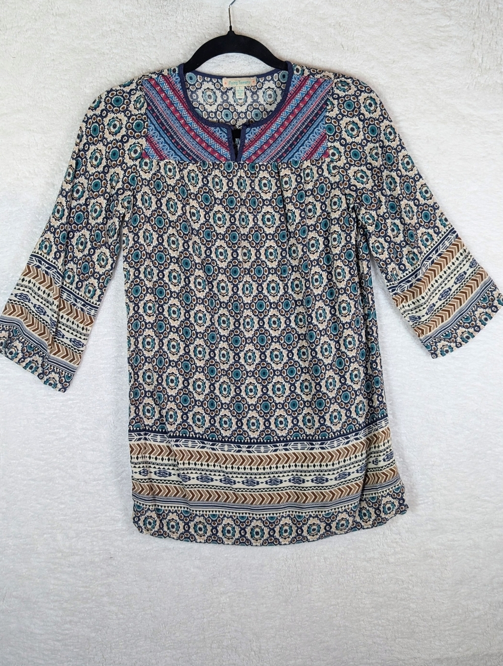 360-Flying Tomato Boho Tunic in Teal, Cream, Navy and‎ Tan ( 9-10 Y)
